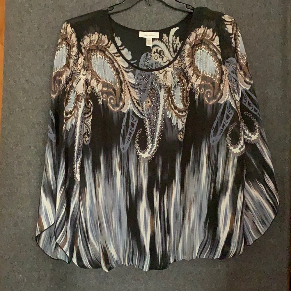 Embellished Dressbarn Bubble Hem Blouse